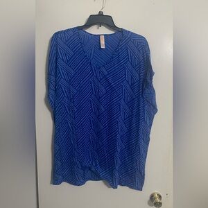 Chic Blue Patterned Women's Blouse